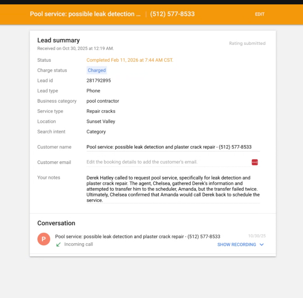 Google LSA Dashboard After